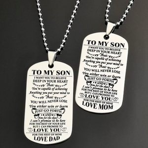 In acciaio inox lettera a mio figlio figlia papà pendente della collana - Product Image 3
