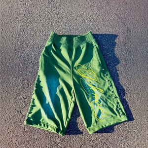 Shorts en coton pour hommes, taille haute, avec broderie et imprimé lettres sur le devant, taille élastique, style streetwear décontracté, infroissable, avec cordon de serrage - Product Image 6