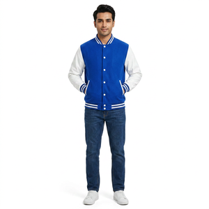<b>Men's</b> Customizable Stand Varsity <b>Baseball</b> <b>Jacket</b> Breathable Body Front Logo Bomber Style School Letterman <b>Jacket</b> Various Colors - Product Image 1