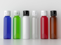 Bouteille ronde en PET de 60 ml avec bouchon à clapet, impression de logo personnalisée, pour l'emballage de cosmétiques et d'hydrolats