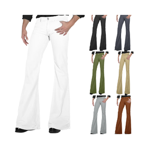 New Fashion <b>Men's</b> Retro Slim Fit Flare Pants Bell Bottom <b>Denim</b> Trousers with Flat Front <b>Jogger</b> Sweat Flared Pants - Product Image 1