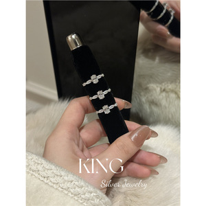 Anillo de Diamantes Ovalado King Silver Jewelry, Anillo de Compromiso Chapado en Oro sobre Plata S925, Anillos Finos para Mujer - Product Image 2