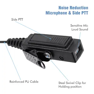 1 Pin In Ear Earpieces Wired Acoustic Tube Earbuds Walkie Talkie Earphone With PTT Mic For T6200 T6220 T5720 T5728 Intercom