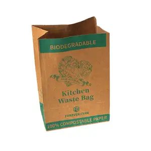 Ready Bulk Waterproof Oil-proof Food Waste Packaging Biodegradable Disposable Kitchen Waste Paper Bag With PLA Film