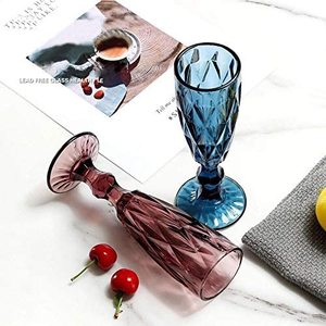 Copas de Champán Vintage con Patrones de Diamantes, <span class=keywords><strong>Precio</strong></span> de Fábrica, Copas de <span class=keywords><strong>Vino</strong></span> de Cristal de 5 oz, Colores Creativos, Copas Vintage de Colores - Product Image 4
