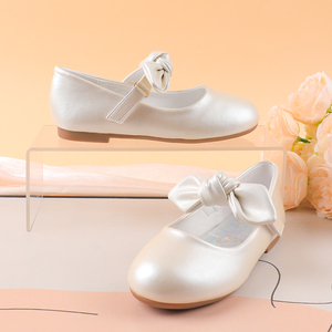 Zapatos planos de ballet estilo Mary Jane con lazo de princesa color champán para niñas, zapatos escolares para niñas, zapatos de vestir, de fábrica y OEM/ODM. - Product Image 5