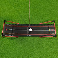 Tapis de putting SwingPerfect Golf 0 & 12 degrés, guide de trajectoire de putting double piste, gabarit de putting avec guide de largeur et d'amplitude de la position, avec étui à fermeture éclair
