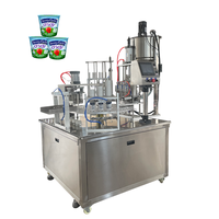 Machine de remplissage automatique de liquides pour yaourt, eau pure, emballage en fût, scelleuse de gobelets en métal, plastique et papier