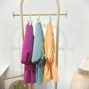 Abito elegante a collo quadrato per bambini vestito personalizzato per ragazze a manica lunga abito da vacanza all'ingrosso vestito viola estivo - Product Image 6