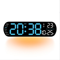 Horloge murale numérique LED multifonctionnelle moderne pour la décoration de la maison, avec luminosité réglable, minuterie DST, en plastique