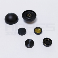 Laiton en acier inoxydable noir mat Demi-rond Plat Décoration Couvercle à vis avec rondelle Filetage Insert Set package