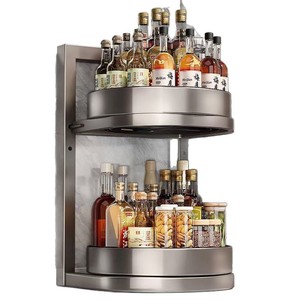 Corner Kitchen Condiment Rack Carbon Steel <b>Rotating</b> Storage <b>Shelf</b> For Oil Salt Soy Sauce Vinegar Seasoning Bottles Minimalist - Product Image 5