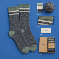 Chaussettes pour hommes en coton et élasthanne, confortables, à bout plat, en coton, coupe ras du cou, couleur anthracite et sauge, tricot côtelé, talon et bout renforcés, tailles graduées