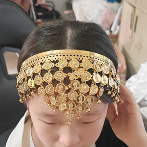 Pinces à cheveux triangulaires or et argent avec pièces de monnaie suspendues, chaînes de front, <span class=keywords><strong>bijoux</strong></span> de tête pour spectacle de danse HS015 - Product Image 6