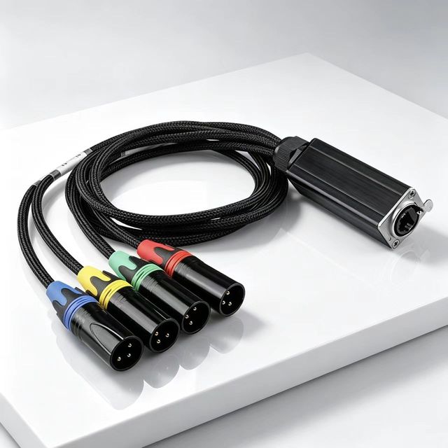Universal DMX512 RJ45 to 4 3Pin XLR Male Breakout Adapter Cable for Light Dimmer Decoder Lighting Console