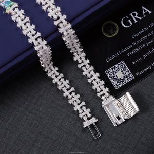 Collier croix hip-hop, chaîne en diamant moissanite de 12 mm, chaîne cubaine en argent sterling S925 pour hommes et femmes - Product Image 4