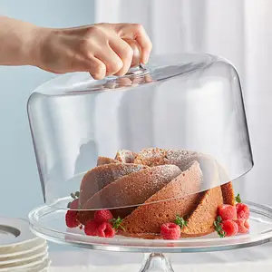 Unzerbrechliche staub dichte Polycarbonat Dessert Tablett Display Platte Keksst änder umfasst Kunststoff Kuchen Abdeckung Kuchen Kuppel