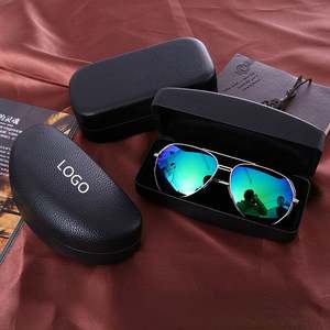 Étui à lunettes portable en cuir rigide anti-stress, couleur unie, avec logo personnalisé, accessoires pour lunettes - Product Image 1