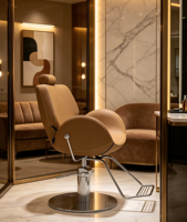 Fauteuil de Barbier Ergonomique Moderne Camel avec Appui-tête, Chaise de Salon Hydraulique à Vendre