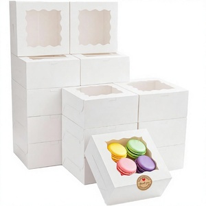Kailiou 4x4x2.5 Inch Rigid Boxes <b>Small</b> Rectangle Cake Paper <b>Box</b> Recycled Materials Food Grade Packaging for Dessert Takeaway - Product Image 4