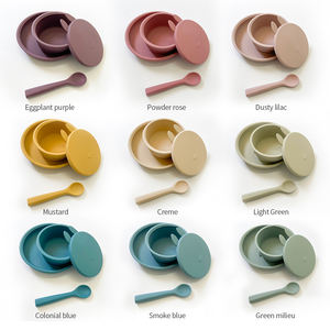 Plato/cuenco de silicona para bebé, juego de alimentación de succión, cuchara de silicona/aperitivos/taza flexible para niños, suministros con precio de fábrica - Product Image 3