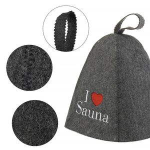 Un chapeau de sauna en pure laine qui porte votre nom de marque comme un symbole d'<span class=keywords><strong>honneur</strong></span>, <span class=keywords><strong>tout</strong></span> en laissant la chaleur <span class=keywords><strong>à</strong></span> la porte. - Product Image 2