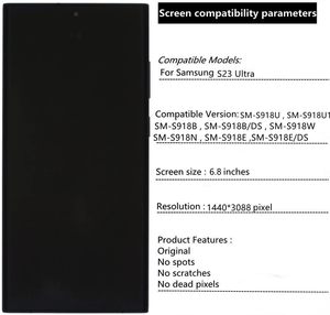 หน้าจอ AMOLED INCELL LCD สำหรับ Samsung Galaxy S23 Ultra <span class=keywords><strong>SM</strong></span>-S918U/<span class=keywords><strong>SM</strong></span>-<span class=keywords><strong>S918B</strong></span>/<span class=keywords><strong>SM</strong></span>-S918W/<span class=keywords><strong>SM</strong></span>-S918E พร้อมจอสัมผัสและชุดดิจิไทเซอร์ - Product Image 6