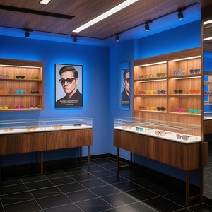 <strong>Yoshing</strong> New Arrival Customized Wooden LED Sunglasses Display Cabinet Eco-Friendly Design for Retail Optical Lens Eyewear - Product Image 3