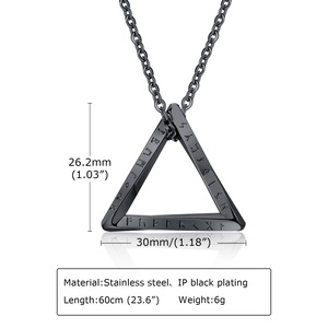 Collier pour homme en acier inoxydable plaqué or 18 carats, pendentif géométrique triangle <span class=keywords><strong>lune</strong></span> viking, charmes néo-gothiques PN-1707 - Product Image 2