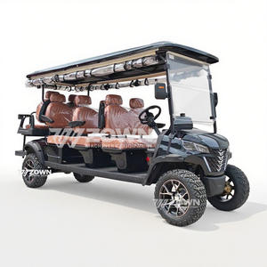 Voiturette de golf de tourisme à longue base de roue avec pare-brise pliable et toit rigide surdimensionné, idéale pour villas et clubs de campagne - Product Image 1