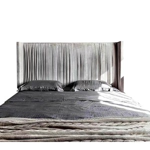 Light Luxury Assembled Pleated Velvet Fabric French Retro Nordic Wing High <strong>Backrest</strong> Double <strong>Bed</strong> <strong>for</strong> Master Bedroom Wedding - Product Image 5