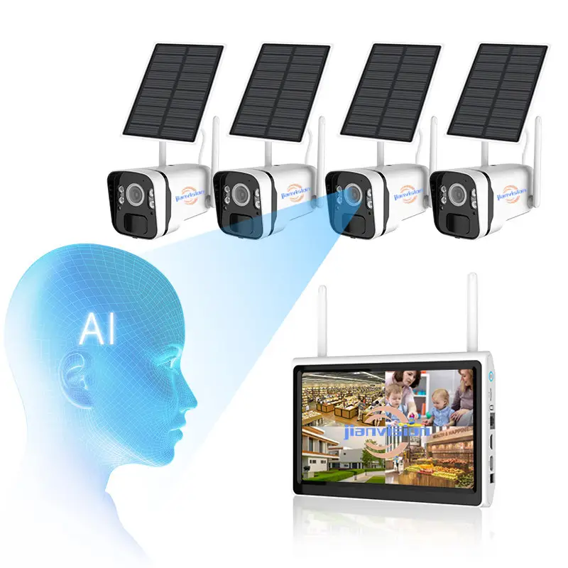 smart oem hot wifi waterproof ip pro cctv with voice recorder set with wi-fi wireless camera with panel solar camera system