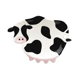 Black and White Cute Novelty Porcelain Cow Design Soup Spoon Rest