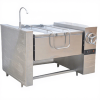 Plaque de cuisson inclinable électrique ou à gaz / Poêle à braiser |   Casserole à fond plat pour une cuisson uniforme, roulettes pour le vidange, couvercle verrouillable