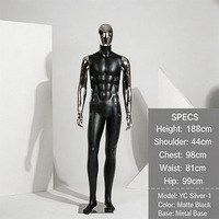 Mannequin masculin en plastique avec tête chromée dorée et bras réglables, corps musclé, taille plus, pour magasin de vêtements