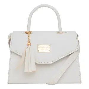 Borsa a Tracolla Fana Spectacular Bianca in Pelle PU con Manico Singolo e Nappine, Stile Bohémien per Donna - Product Image 1