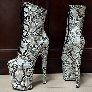 Talons Tacones Mujer Sexy Snake Print Women Stiletto Stripper Heels Platform <b>Shoes</b> Ankle Boots for Ladies - Product Image 3