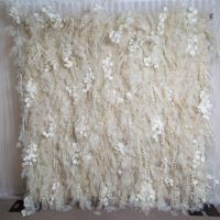Panneau mural décoratif 5D personnalisé 2026 en tissu, plumes de pampa naturelles et roses en soie, pour décoration de mariage, mur de fleurs artificielles