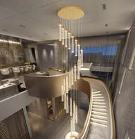 Luminaire suspendu moderne et élégant pour escaliers en cristal spiralé pour restaurants Design de lustre de plafond chic