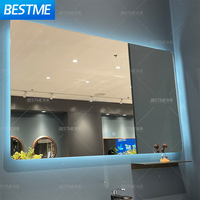 Meuble de salle de bain mural, design hôtelier, meuble-lavabo de luxe, double vasque, finition laquée, miroir intelligent, écologique
