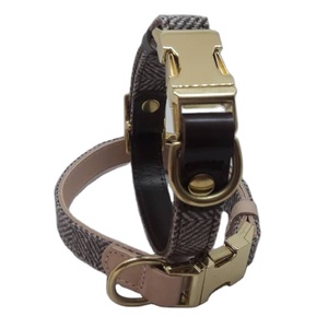 ปลอกคอสุนัขผ้าใบคุณภาพสูงผลิตภัณฑ์สัตว์เลี้ยงทนทานล้างทำความสะอาดได้สายรัดหรูชุดหัวเข็มขัดเงินสีทองสีเทาทุกสี - Product Image 4