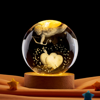 Lampe de nuit en boule de cristal lumineuse, base LED, cadeau de mariage, anniversaire, Saint-Valentin, décoration, souvenir