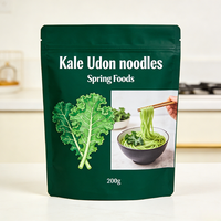 Vegetarian Vegan Instant Low Sodium Cooked Kale Udon Noodles in Bag for Weight Management