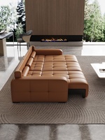 Canapé sectionnel trois places en cuir véritable, style luxe léger, électrique et réglable, pour petit appartement ou salon