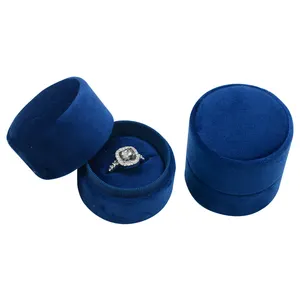 Offre Spéciale hexagone velours bleu Bijoux Boucle D'oreille emballage de voyage Petit bijou bague boîte