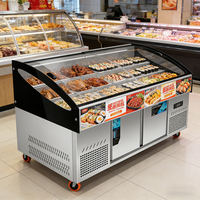 Congélateur Réfrigérateur Commercial à Refroidissement Direct pour Présentation de Fruits de Mer, Design à Niveaux, Idéal Supermarchés et Restaurants, Vente Directe Usine