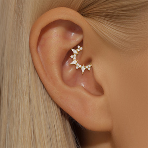 CANNER S925 Argent Sterling Anneau de nez circulaire ouvert avec zircon en losange pour piercing Daith et Helix - Product Image 4