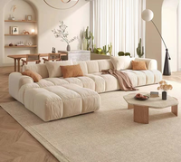 Canapé modulaire en tissu mat, style minimaliste, grand format, pour salon, couleur crème, modèle Wind Puff Tofu Block