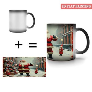 Mug en céramique sensible à la chaleur 11oz Noir givré avec motif de Père Noël pour Noël, idéal comme cadeau - Product Image 4
