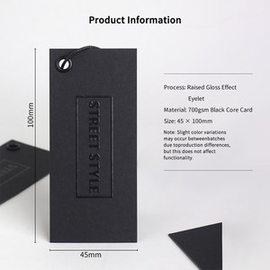 Etiquetas de papel oscilante en relieve a la moda, etiquetas colgantes negras de lujo, etiqueta colgante personalizada para ropa, pantalones vaqueros - Product Image 3